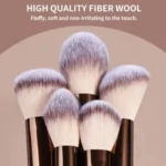 MAANGE 14pcs Brushes + 2pcs Air Cushion Puffs with Makeup Bag Set - Coffee