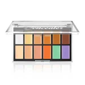 A professional-grade 12-color cream palette designed for full-coverage concealing, color correcting, and contouring. Made in China.