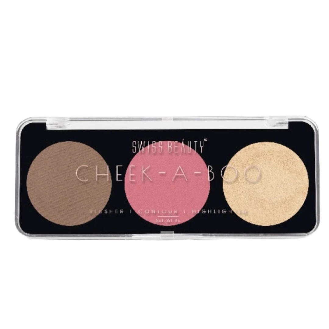Swiss Beauty CHEEK-A-BOO 3-in-1 Face Palette 01 (1) Swiss Beauty CHEEK-A-BOO 3-in-1 Face Palette – 01